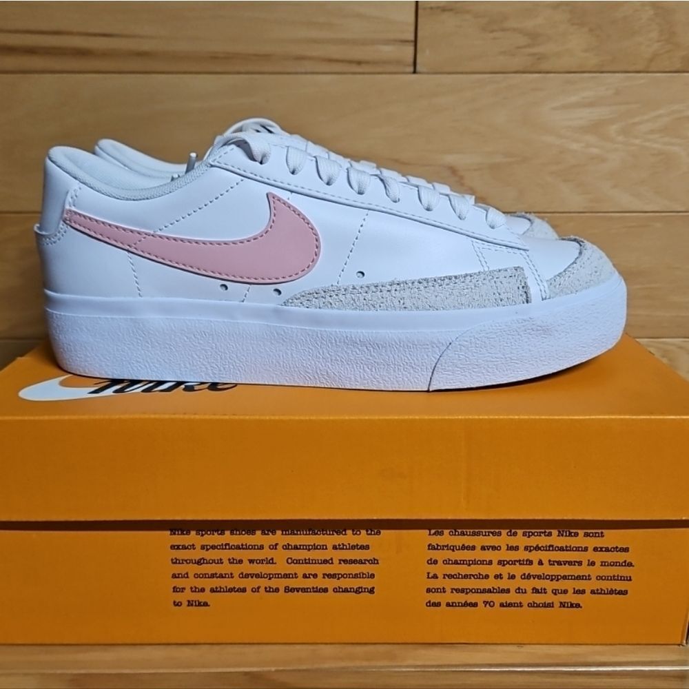 Nike Blazer Low Platform Womens White Pink Glaze Shoe DJ0292-103 - Picture 12 of 12